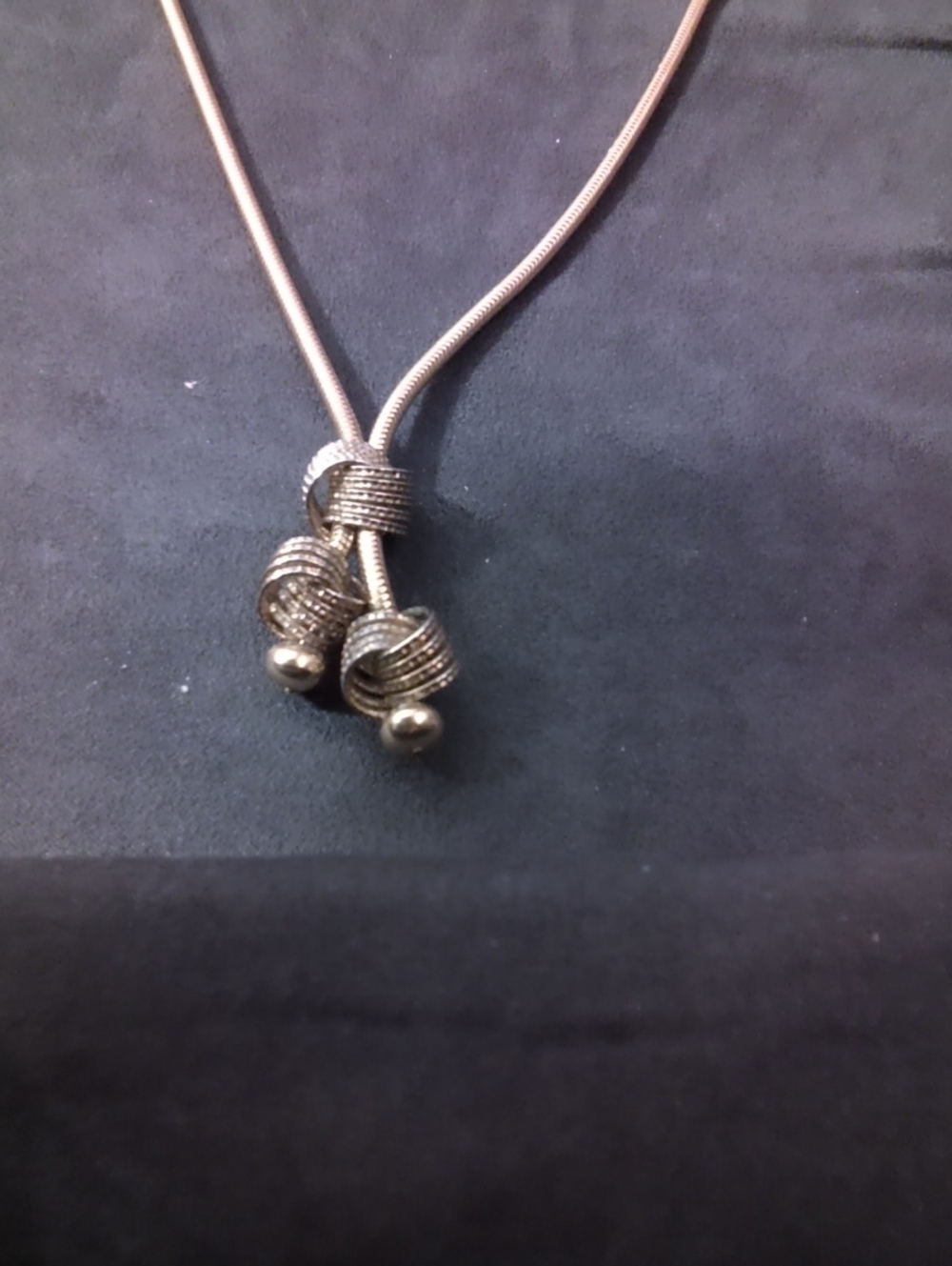 Vintage Adjustable Metal Knot Pendant Necklace Goldtone
